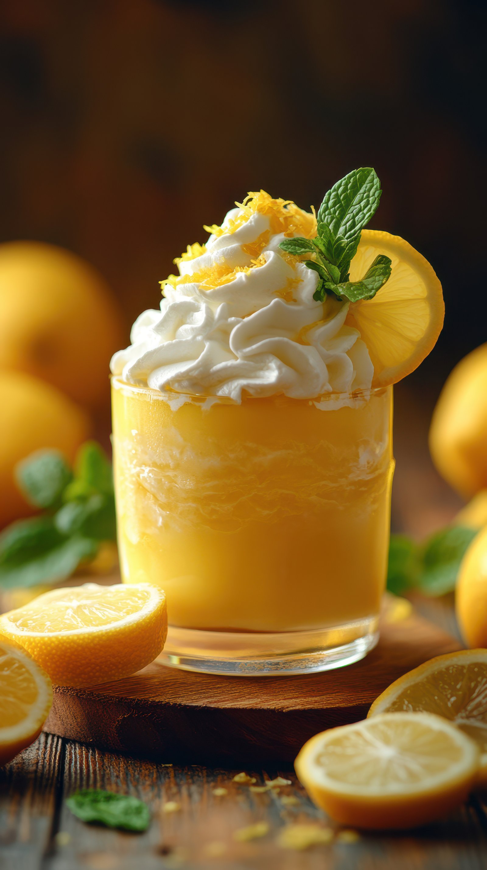 Refreshing lemon dessert with whipped cream and mint garnished, perfect for summer gatherings